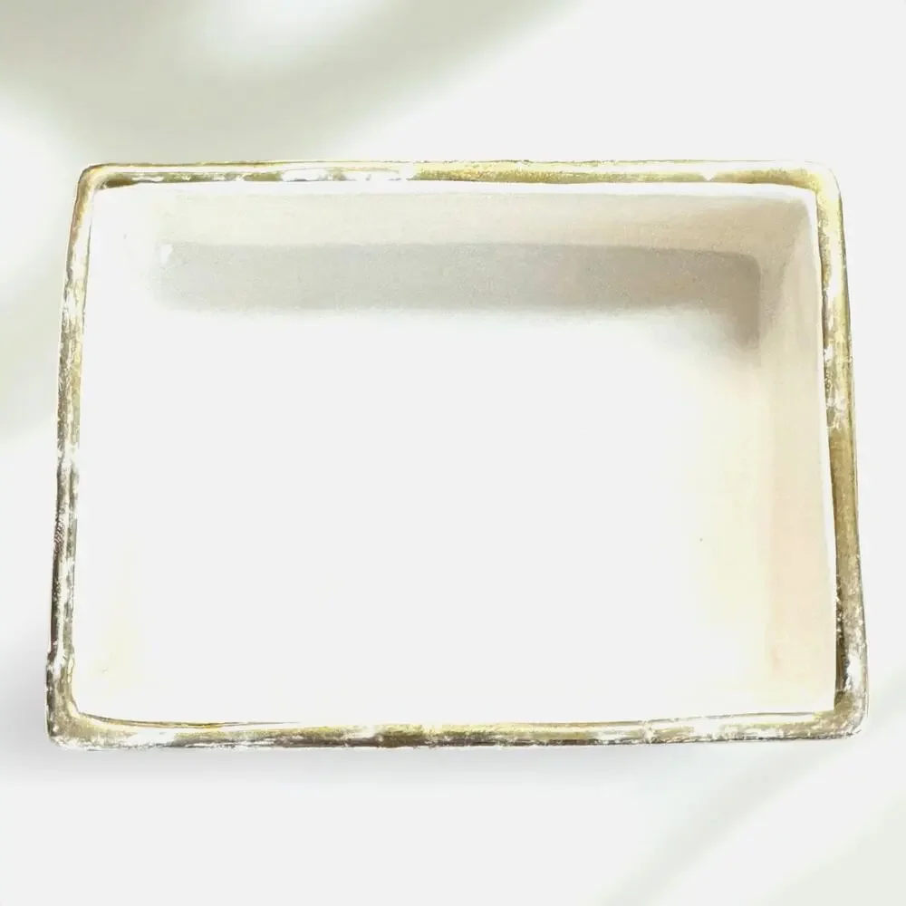 Vintage Italian Hand Painted Jewelry Box Floral Gold Trim Cottage Vanity Decor - Picture 4 of 6